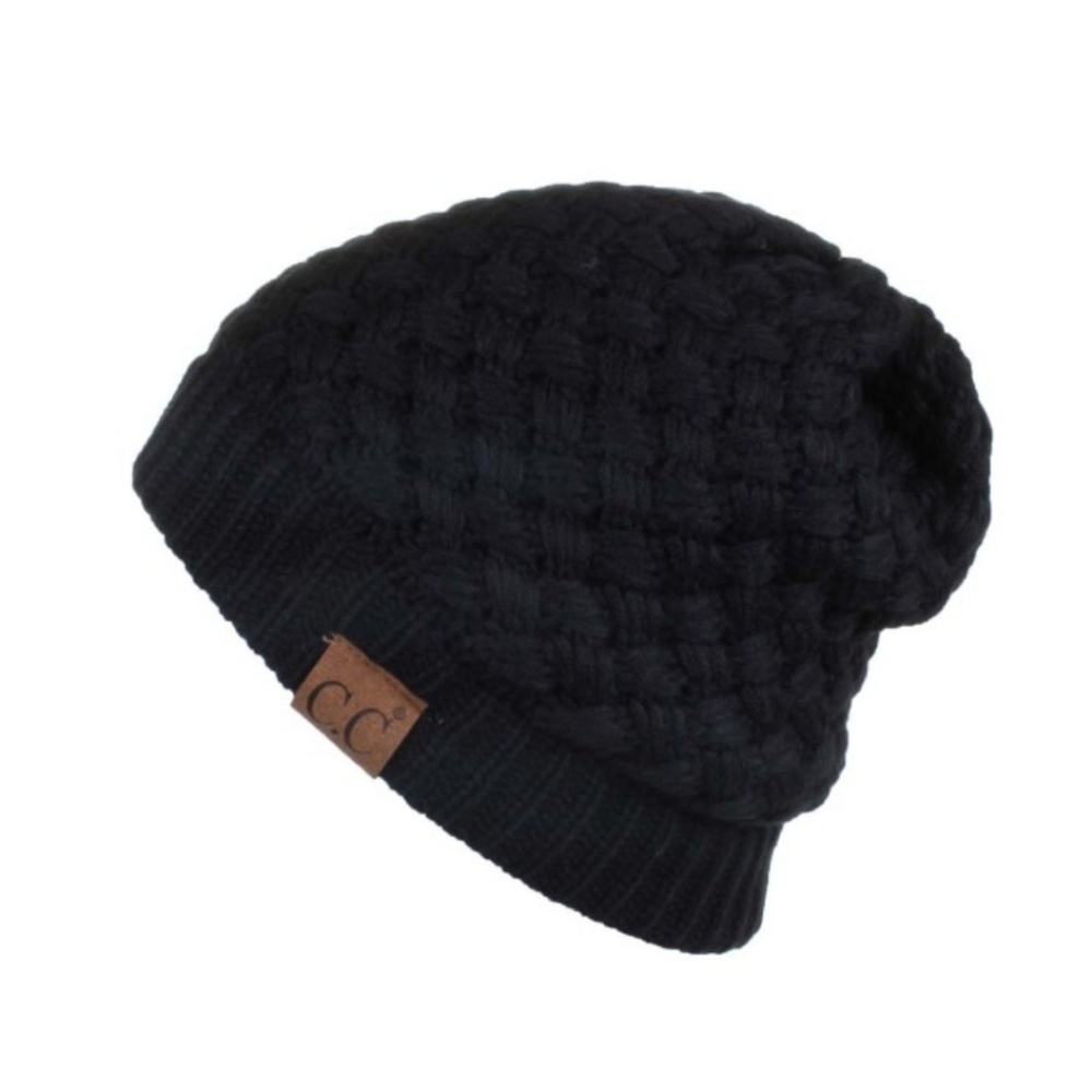 C.C. Beanie Basket Weave Cap  Black